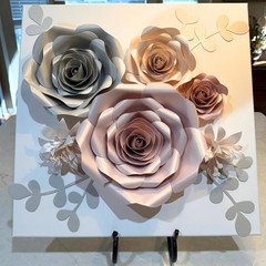 3D Paper Flower Wall Decor Set – Rose Gold Pink, Gray, Ivory