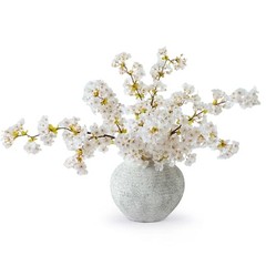 3Pcs Artificial Cherry Blossom Branches 40″ Fake Silk Cherry Blossoms White