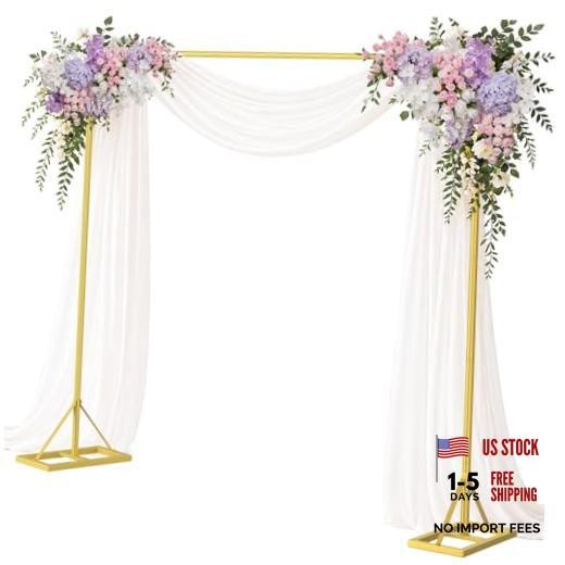 8FT Square Backdrop Stand Heavy Duty, Gold Metal with Triangle Base. Metal