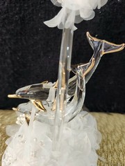 Beautiful Unique Glass Dolphin Wedding Cake Topper