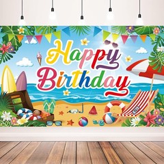 Summer Beach Birthday Backdrop, Summer Beach Birthday Banner for Summer Beach…