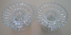 PAIR OF GLASS CANDLE HOLDERS FOR TAPER CANDLES BY COLONIAL CANDLE COMPANY