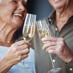 50th Anniversary Champagne Flutes for 2 Count (Pack of 1),