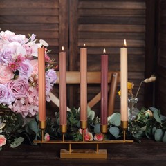 ASSORTED NATURAL 5 Ribbed Design 9″ Unscented Premium Wax Taper CANDLES Party