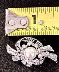 Chair Sash Napkin Or Scarf Pin Lot Of 25 Silver Tone Pearl Rhinestone 1 Inch