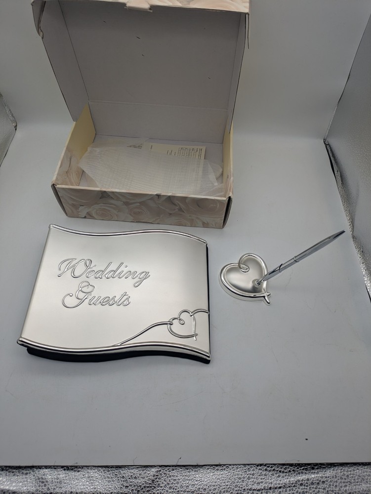 Lenox Opal Innocence Event Guestbook With Pen Silverplated