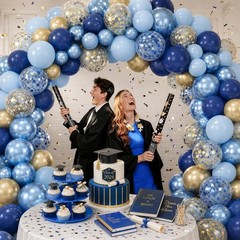Navy Blue Gold Balloon, 60 Packs 12 Inch 12 Inch, & Light
