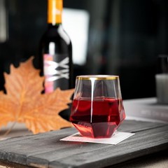 40pcs Plastic Wine Glasses with Gold Rim, 12oz Clear Disposable Wine Cups for
