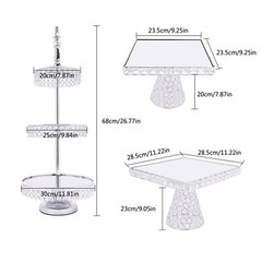 Dessert Plate Display Rack 5Pcs Cupcake Holder Tray Crystal Beads Cake Stand New