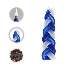 Shalhevet 12 Havdalah Sets Of Braided Blue And White Candles A Small Container