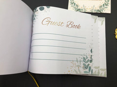 NEW Gold & Greenery Wedding Guest Book 7 x 9 inches | Pen & Table Sign | Resgi..
