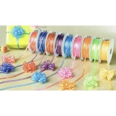 1/8″ 50 Yards Organza Iridescent Center with String Pull Ribbon Bow LIME