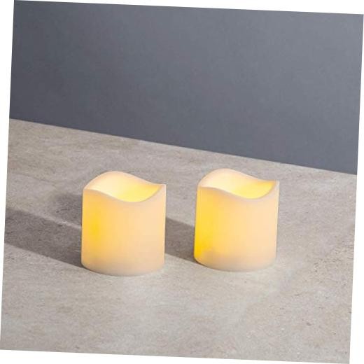 Outdoor Flameless Candles Waterproof, 2 Pack, 3×3 Ivory 3″ by 3″ – Set of 2