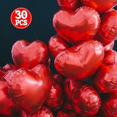 Red Heart Foil Balloons 18 Inch, 30PCS Valentines Heart Balloons Mylar, Heart