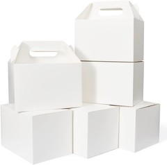 Large 50 Count White Gable Favor Boxes 9x6x6 – Sturdy Cardboard Party Carry Out