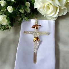 20 Pcs Hangable Crucifix Hand Blown Glass Mexican Art Work Religious Party Favor