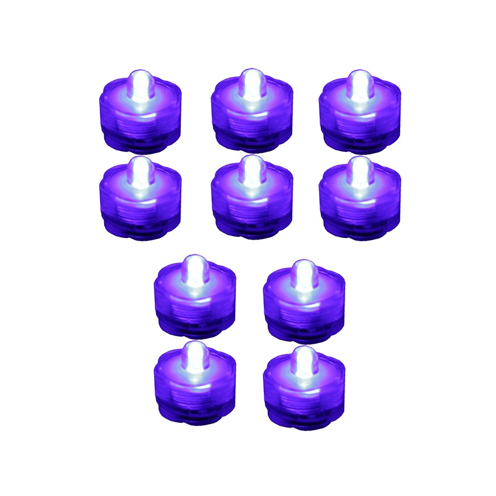 Submersible Waterproof Battery LED Tea Light ~ Wedding Decoration~PURPLE ~ 10 Pa