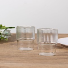 12 Clear Stackable Ribbed Reusable Plastic cups Centerpieces Decorations