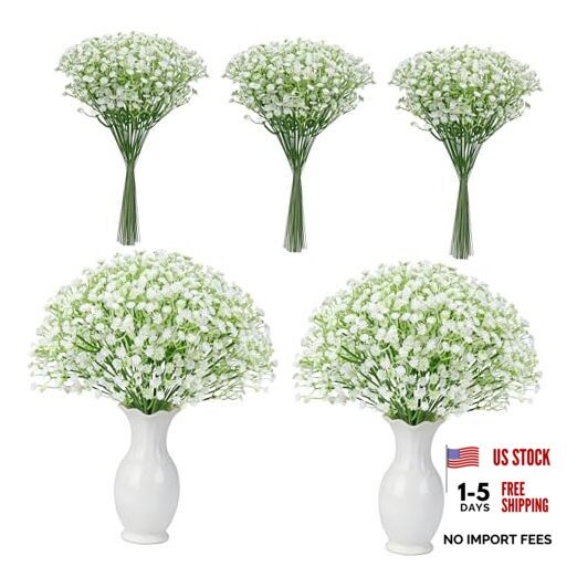 24PCS White Babys Breath Artificial Flowers,11» Elegant Faux 24-Baby Breath