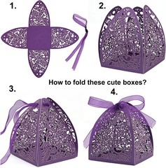 Gold Laser Cut Candy Boxes with Ribbons for Birthdays and Bridal Showers