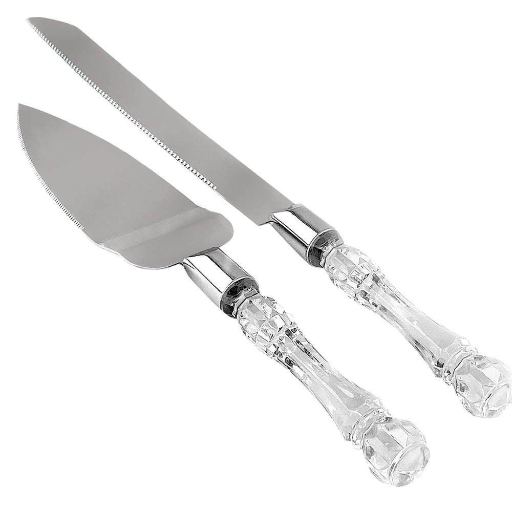 LUSHIG Cake Knife and Server Set | Acrylic Faux Crystal Handles & Premium 420…