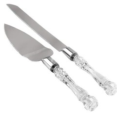 LUSHIG Cake Knife and Server Set | Acrylic Faux Crystal Handles & Premium 420…