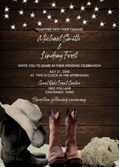 Personalized Boots & Roses Wedding Invitations Digital or Printed (Price for 50)