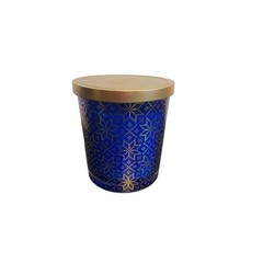 Bellevue Luxury Candles Sapphire Cashmere 2-Wick Blue Gold Snowflake Glass Jar