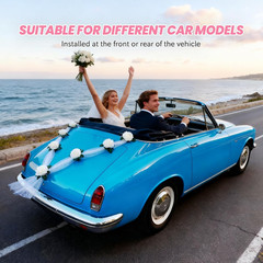 Elegant Wedding Car Decoration Kit with Floral Garland and Satin Bows