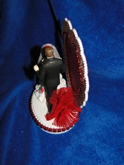 New Elegant Wedding Dancing Couple Caketop, Crystal Heart, red decor #338