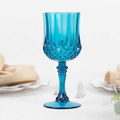 OCEAN BLUE 6 Plastic 8 oz Crystal Cut Goblets WINE GLASSES Party Events