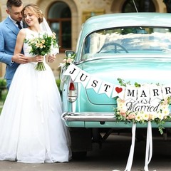 Versatile Just Married Decorations Banner – Perfect for Weddings & Engagements