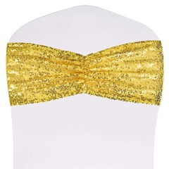 SquarePie Sequin Chair Sashes Bands 30PCS Gold Glitter Decorative 30,