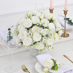 2 Packs Peonies Artificial Flowers, White Artificial Peonies, Silk Peonies Flowe