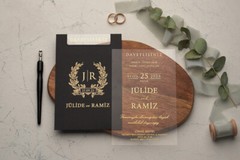 Foil Printed Wedding Invitations, Wedding Invitations, Set of 25 Pieces
