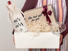 LANBAIHE Mr and Mrs Wine Bag, Wedding Shower Gifts Large, Mr&Mrs-Beige