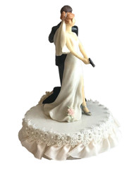 I’ve Got Your Back Western Wedding Cake Top, Ivory with Black Cowboy Hat