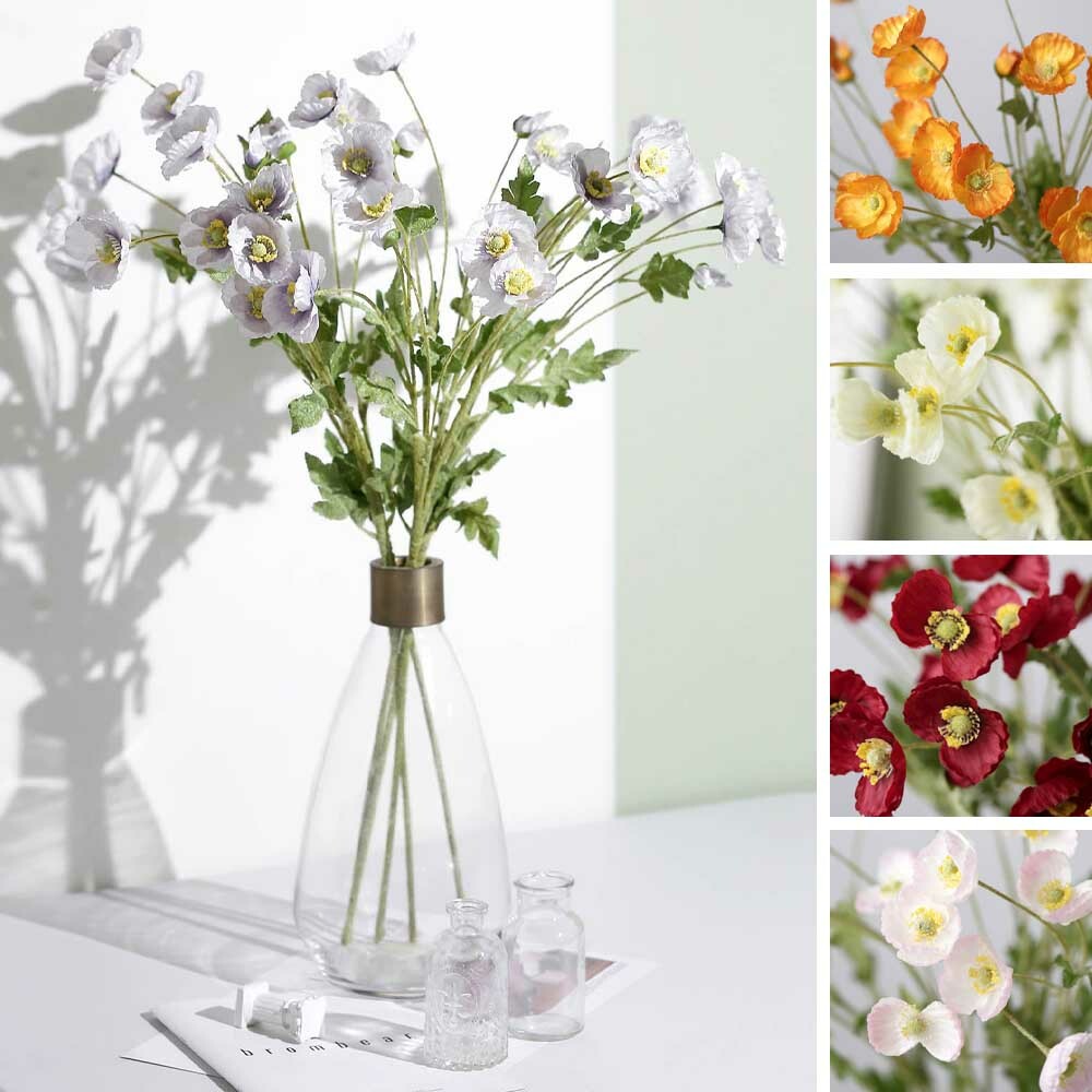 2 Bushes 33″ Stem Silk Poppy Sprays ARTIFICIAL FLOWER Party Events Decorations