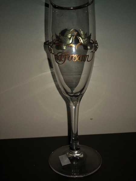 Rawcliffe Bride & Groom Toasting Flute Wedding Glasses Vintage Pewter Doves New