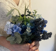 Bridal Wedding Bouquet Beautiful Budget Handmade Faux Flowers White Blue Green