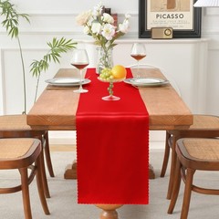 Aormenzy 4 Pcs Red Satin Table Runners 12 x 108 Inch, Silky Wedding Table Run…