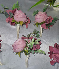 Wedding Bouquet Set, Pink, Dusty Pink, Ivory, Cream, Cascade Bouquets, Teardrop