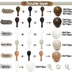 Brown Nude Balloon Arch Kit Double 5inch, 12inch, 18inch, Neutral White