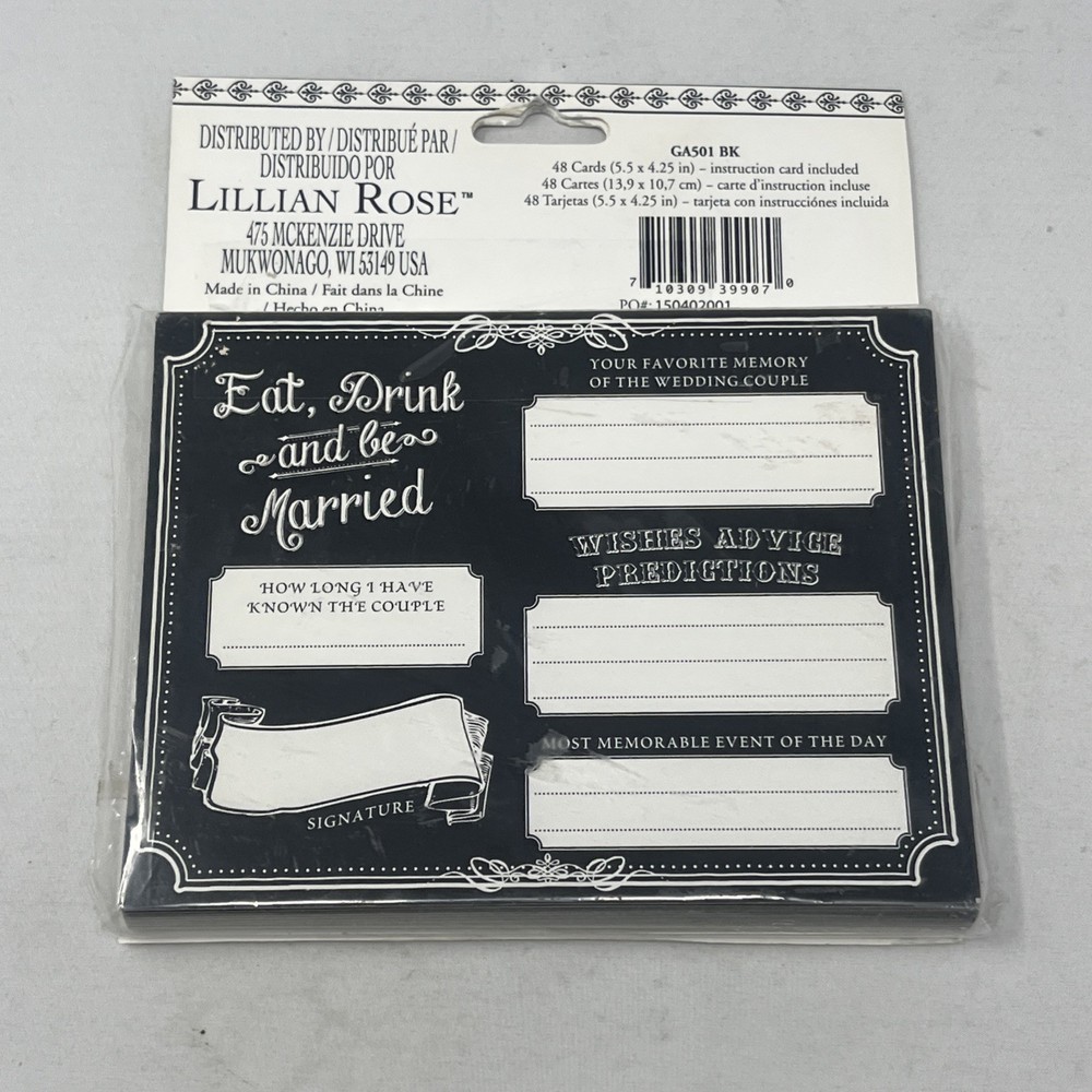 Wedding wishes Black Cards, Set Of 48 Brand New