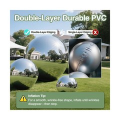 Silver Inflatable Mirror Ball, Reusable Large Event PVC Disco Ball, Bubble Ba…