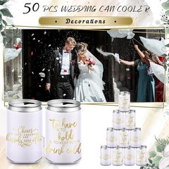 50 Pieces White Wedding Can Cooler Sleeves Bulk Engagement Party Favors