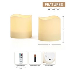 Outdoor Flameless Candles Waterproof, 2 Pack, 3×3 Ivory 3″ by 3″ – Set of 2