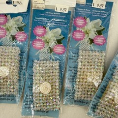 Fitz Design Flower Bracelet DIY Corsage Lot of 6 White Iridescent Beaded R101