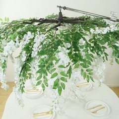 55″ WHITE Silk Wisteria Vine Hanging Artificial FLOWER Chandelier Party