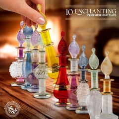 CraftsOfEgypt Genie Blown Glass Miniature Perfume Set Of 10, Multicolor